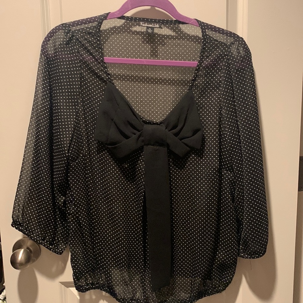 Sheer black n white top